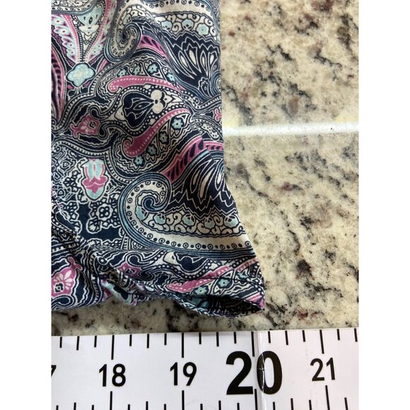 Tommy Hilfiger Womens Sleeveless Tuxedo Blouse L Purple Paisley Cottagecore - Picture 5 of 6